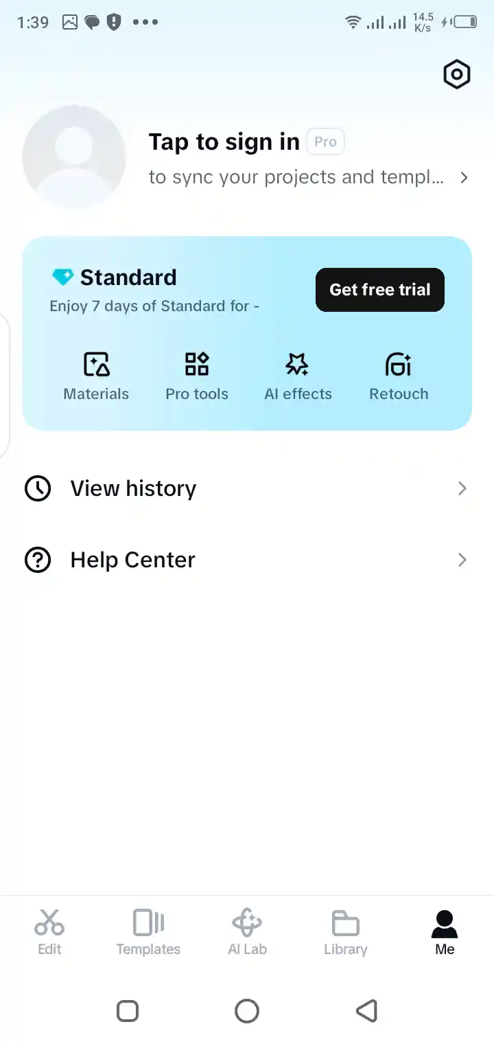 Screenshot of CapCut Pro on mobile