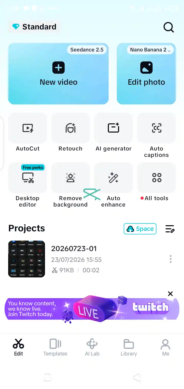 Screenshot of CapCut Pro